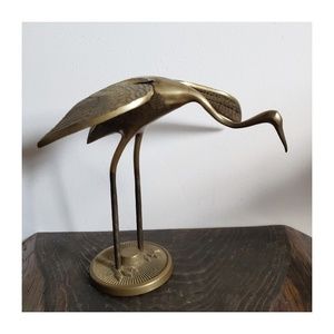 Vintage Brass Crane Figurine